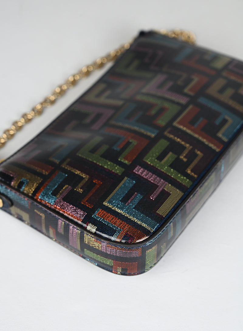 Fendi Borsina a Spalla Tessuto Lamé Zucca Multicolor