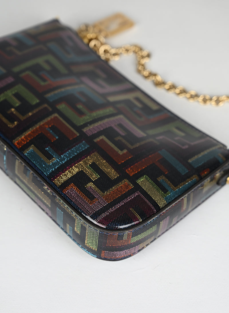Fendi Borsina a Spalla Tessuto Lamé Zucca Multicolor