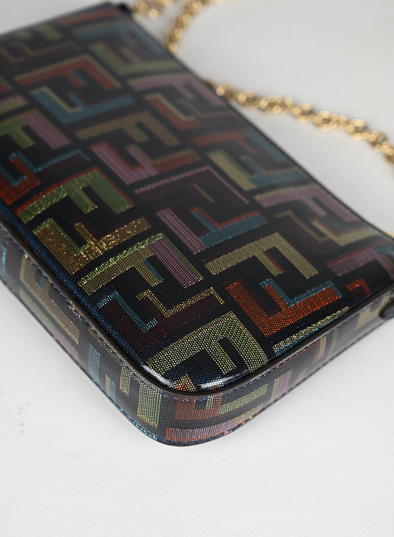 Fendi Borsina a Spalla Tessuto Lamé Zucca Multicolor