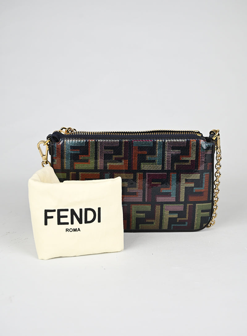 Fendi Borsina a Spalla Tessuto Lamé Zucca Multicolor