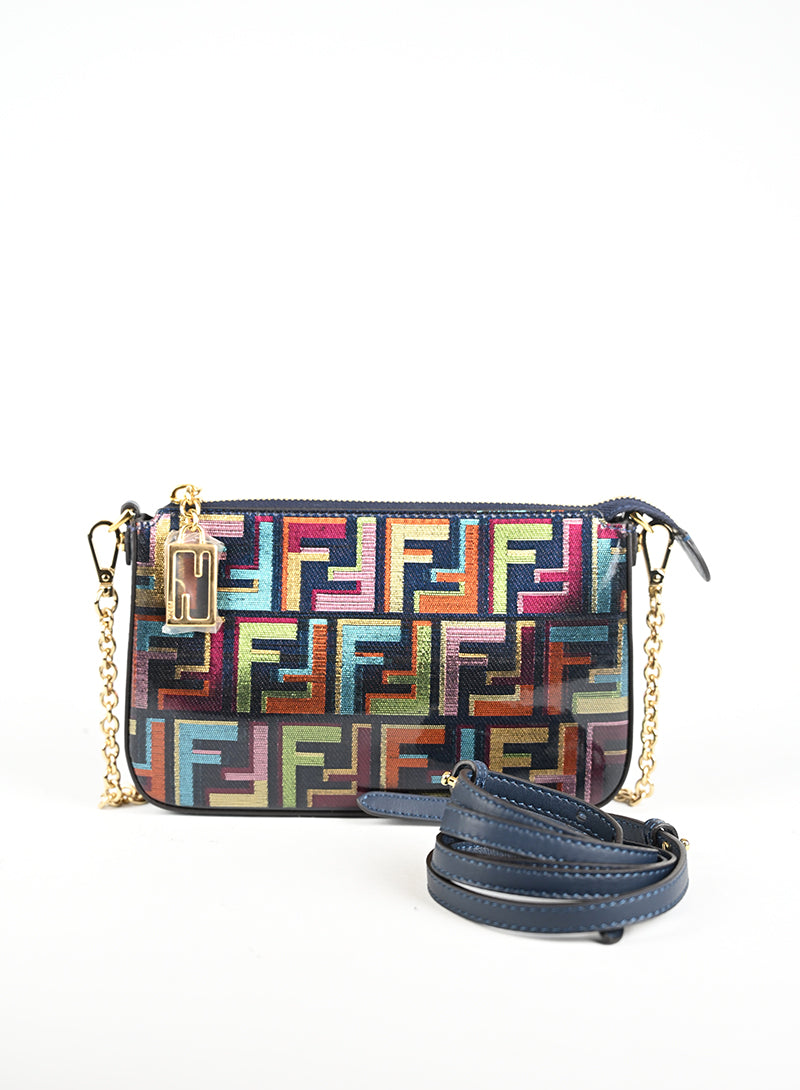 Fendi Borsina a Spalla Tessuto Lamé Zucca Multicolor