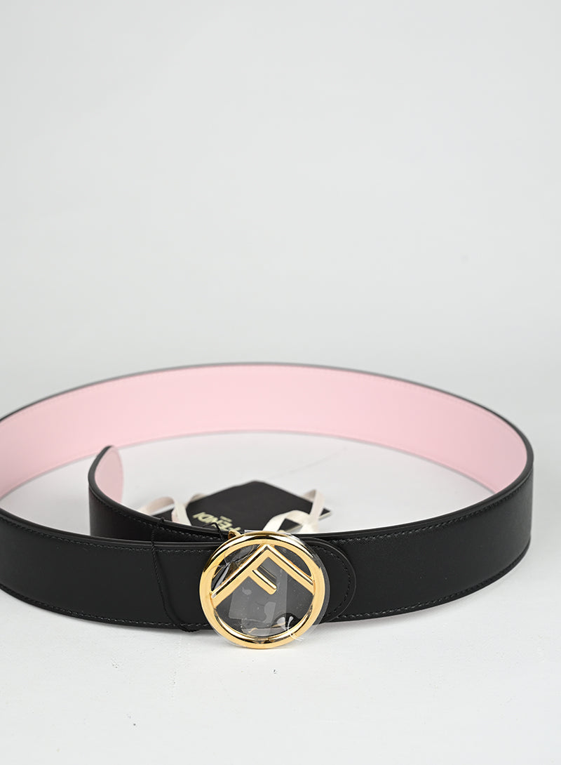 Fendi Cintura in pelle double rosa nera