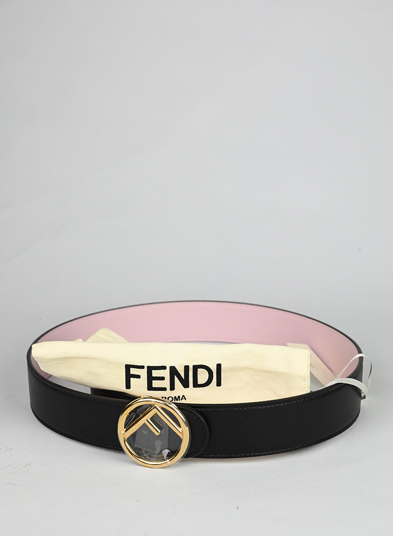 Fendi Cintura in pelle double rosa nera