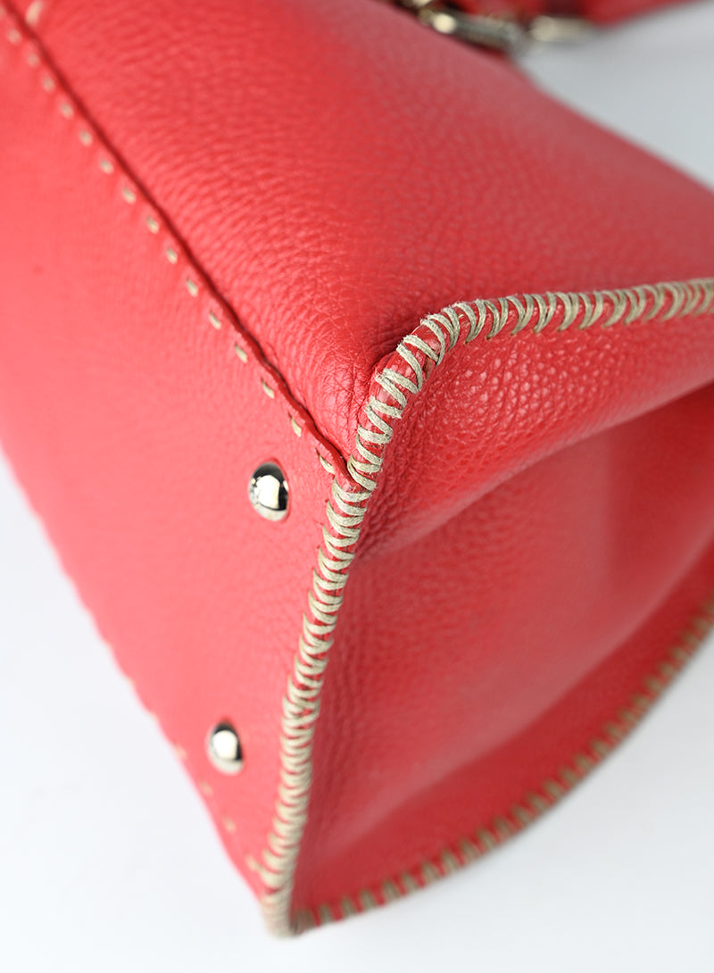 Fendi Selleria Borsa Trapez in pelle rossa
