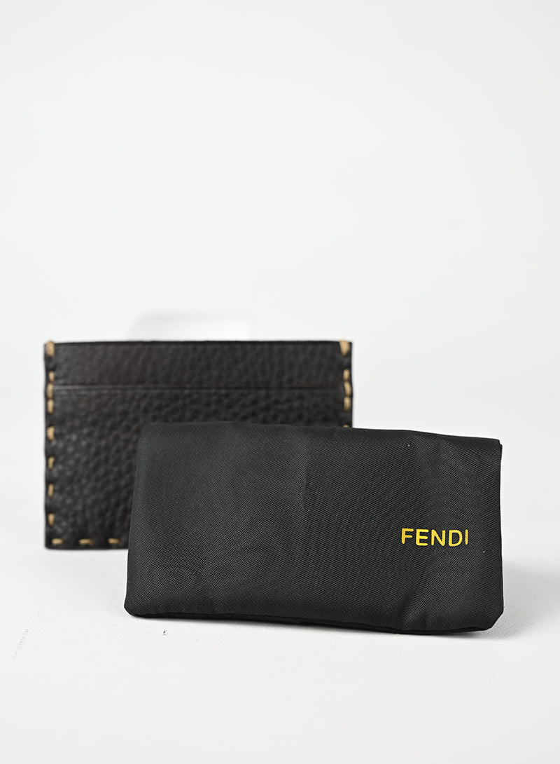 Fendi Selleria Portacarte in pelle Testa di Moro