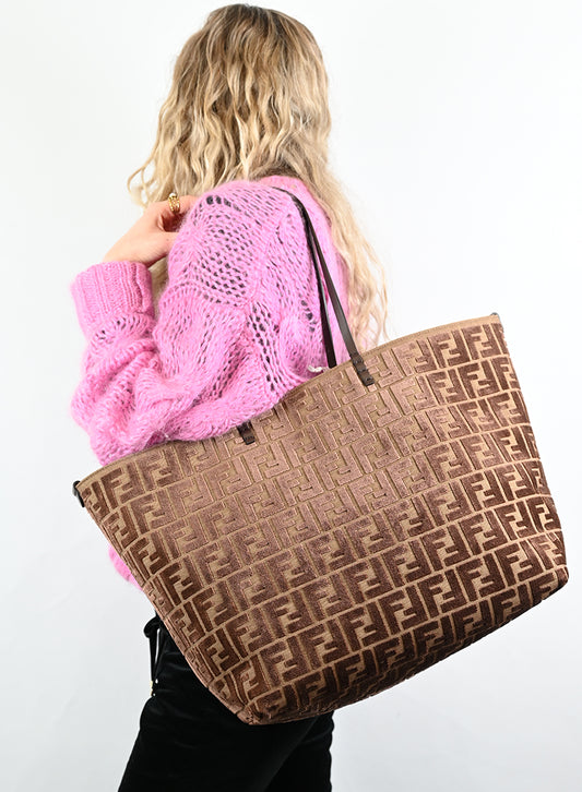 Fendi Shopper Jaquard Roll marrone