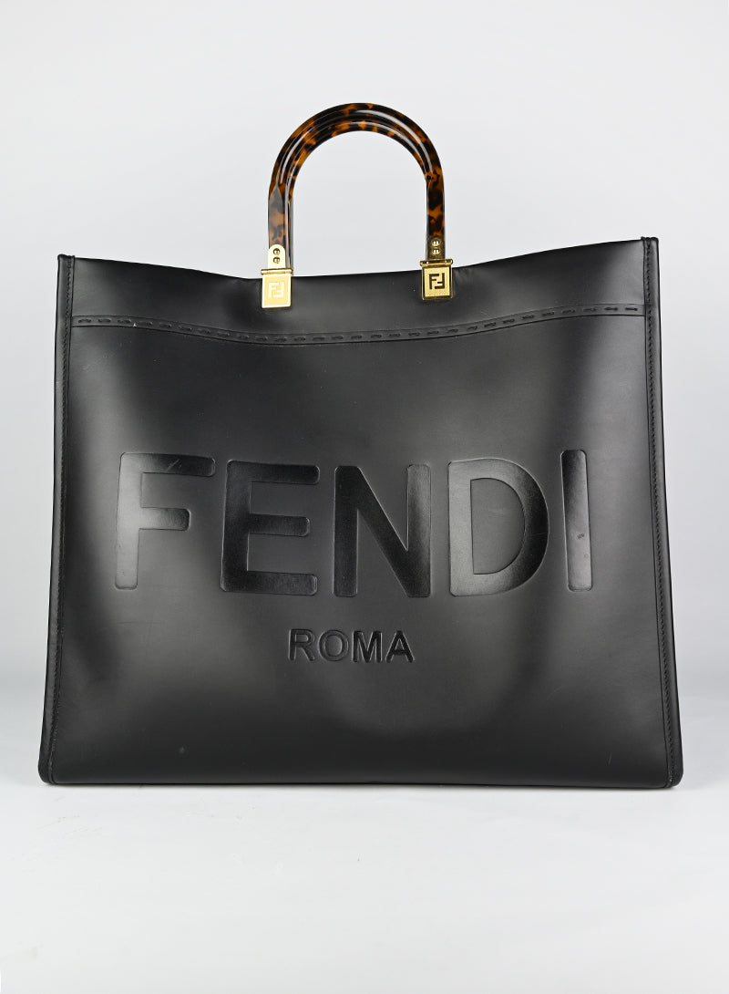 Fendi Shopper Sunshine in pelle nera