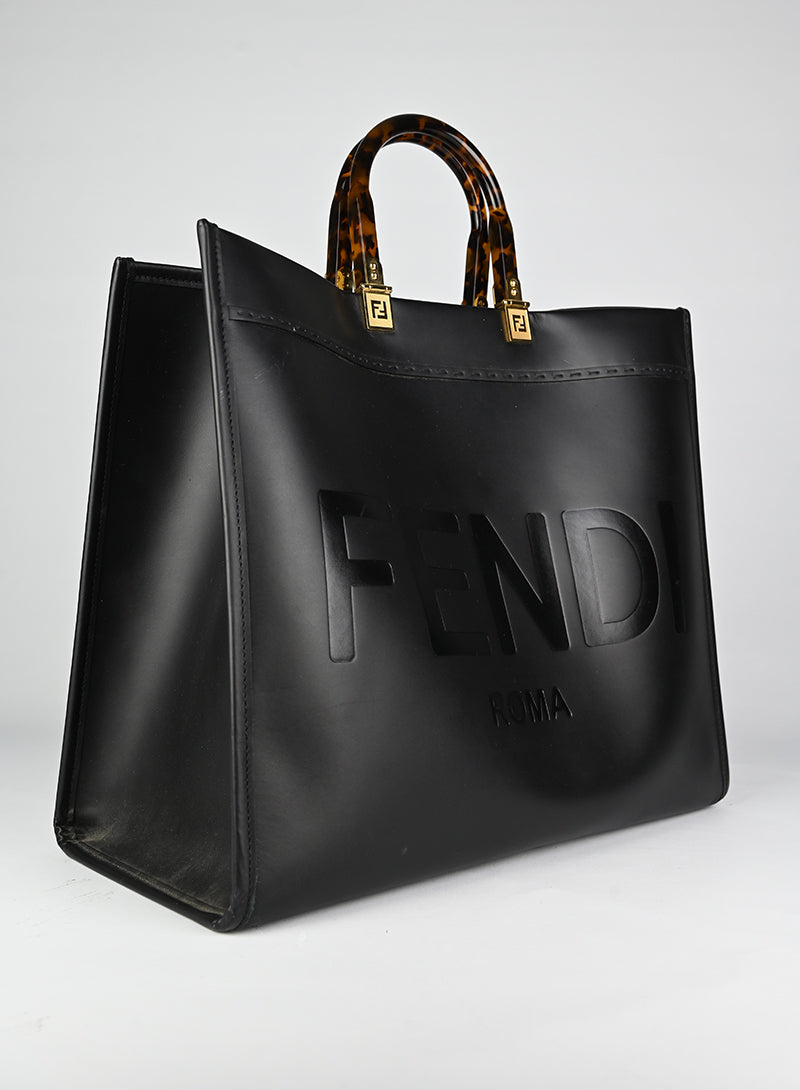 Fendi Shopper Sunshine in pelle nera