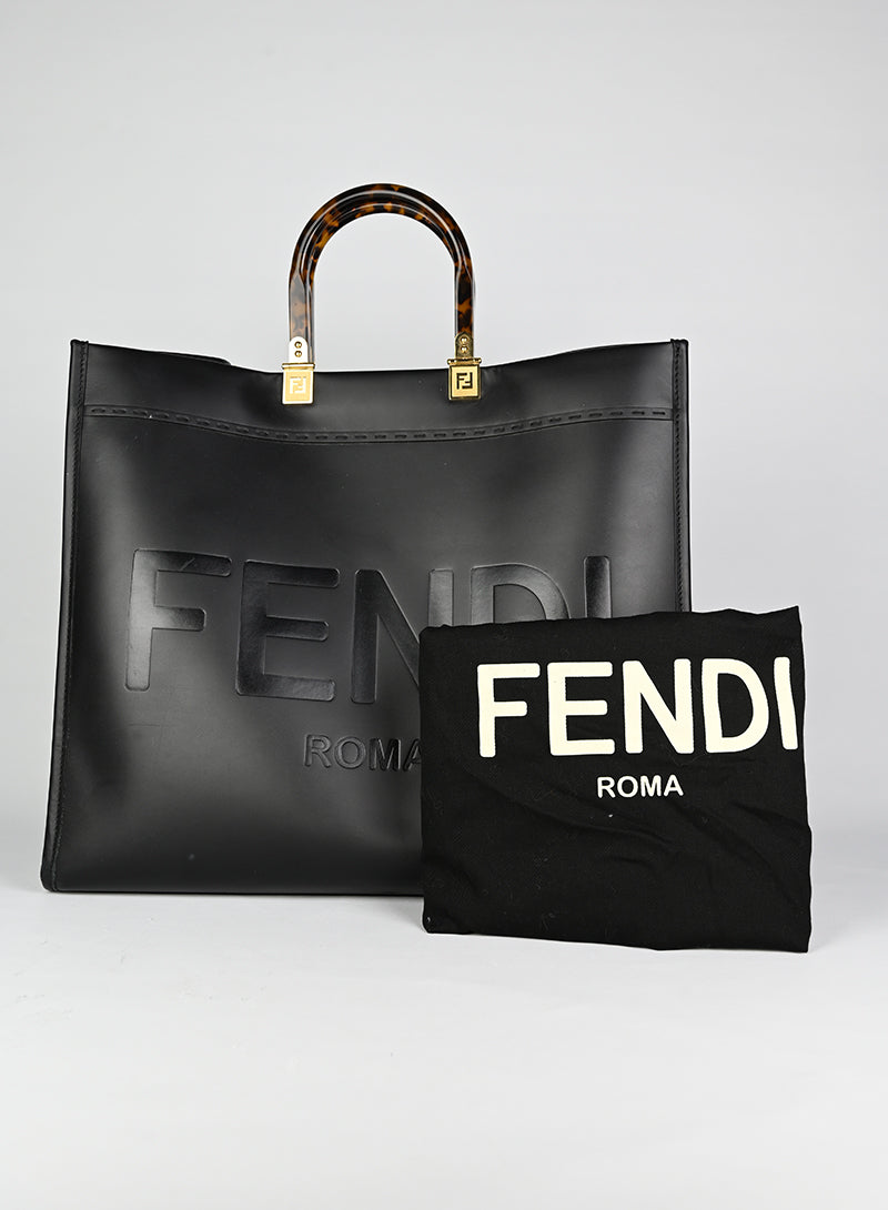 Fendi Shopper Sunshine in pelle nera