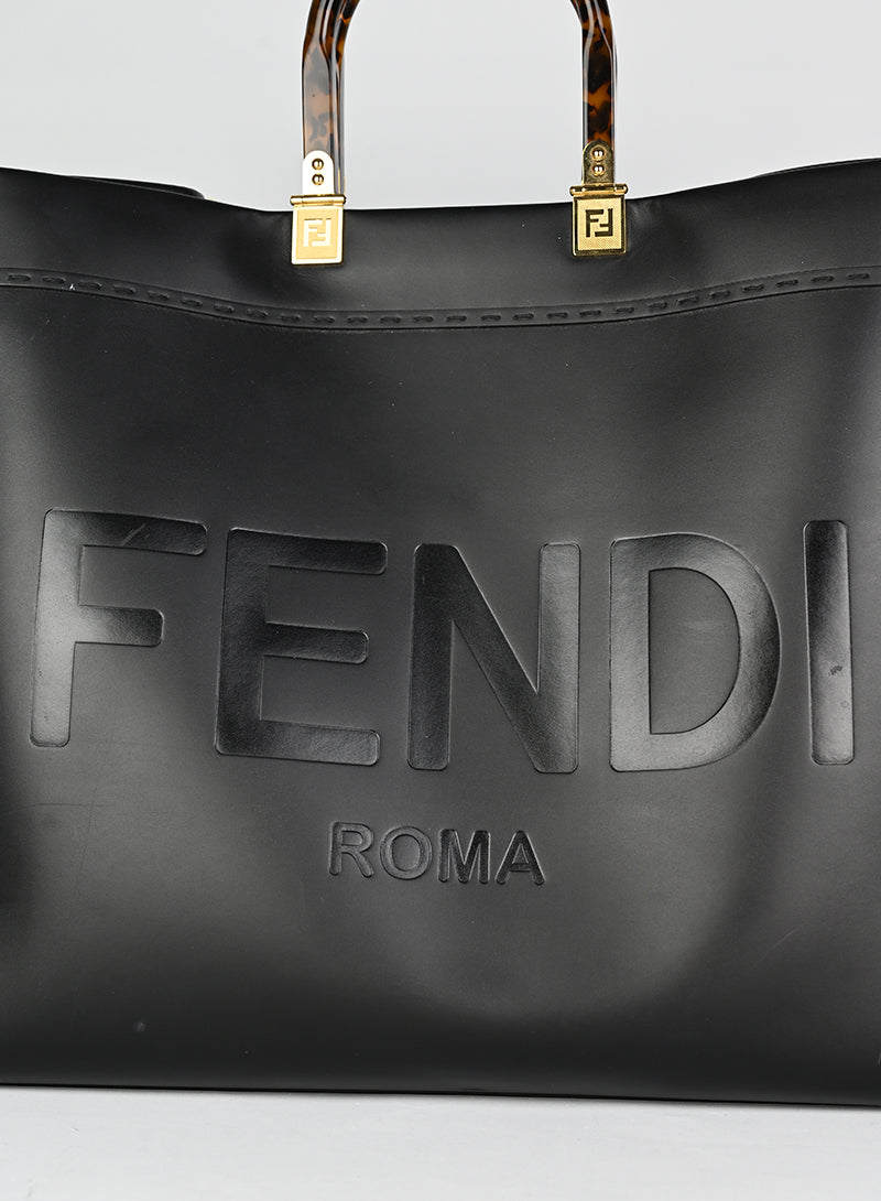 Fendi Shopper Sunshine in pelle nera