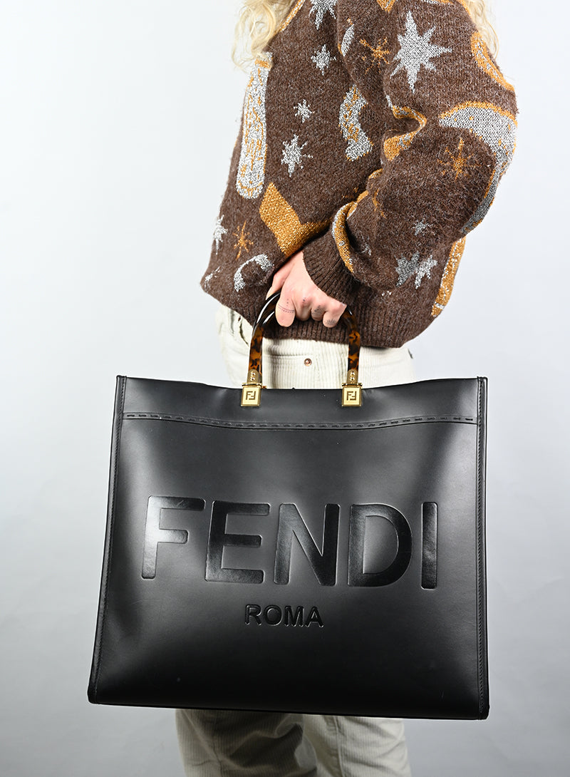 Fendi Shopper Sunshine in pelle nera