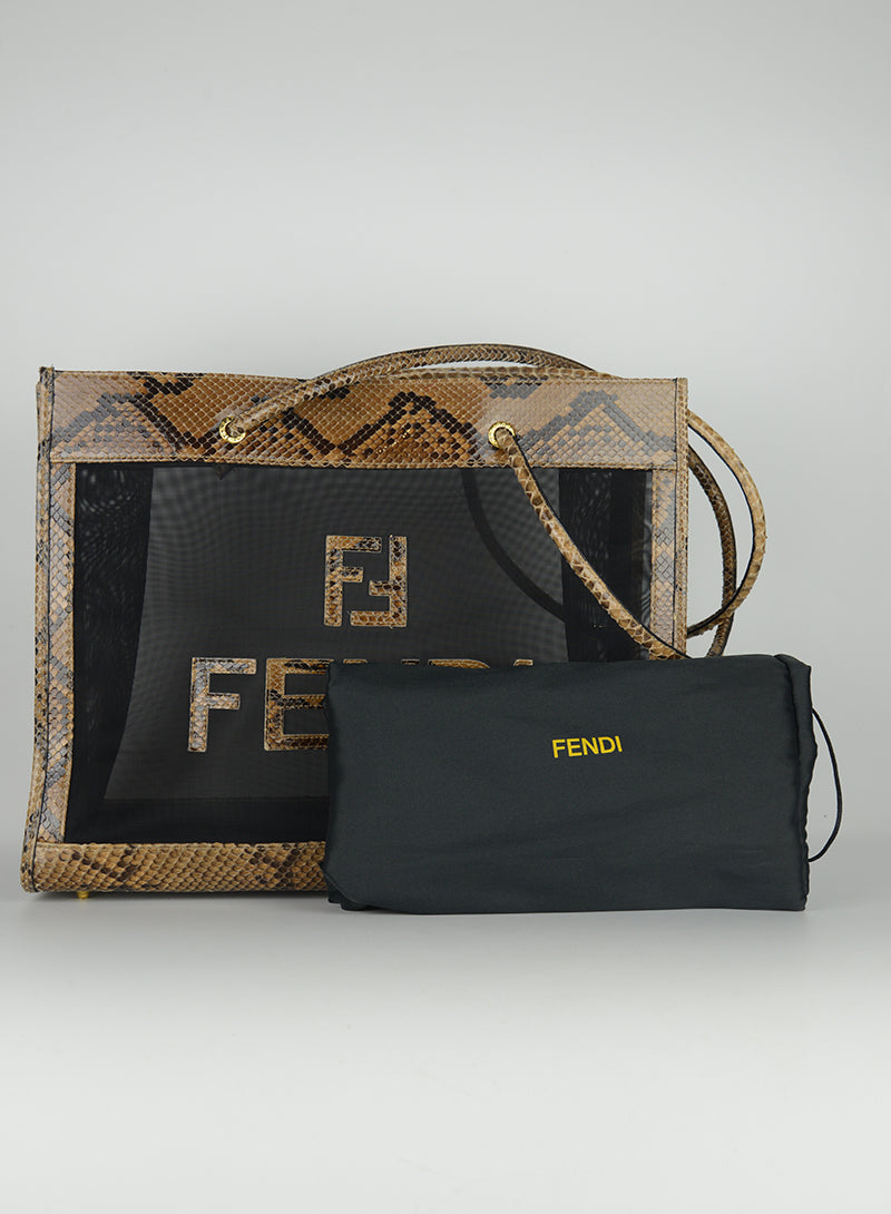 Fendi Shopper in rete e pitone