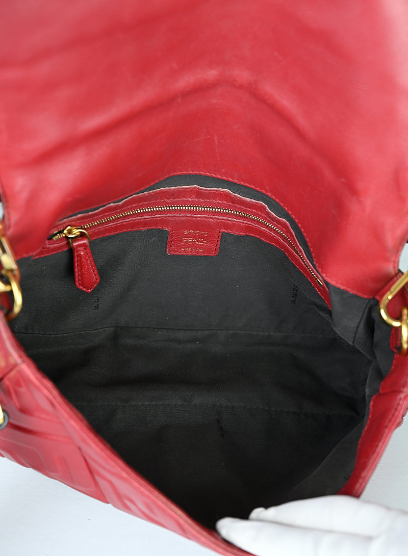 Fendi Borsa Baguette in pelle rossa