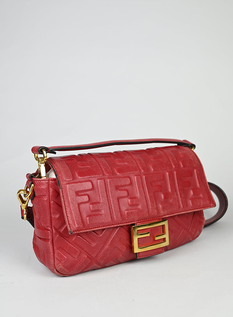 Fendi Borsa Baguette in pelle rossa