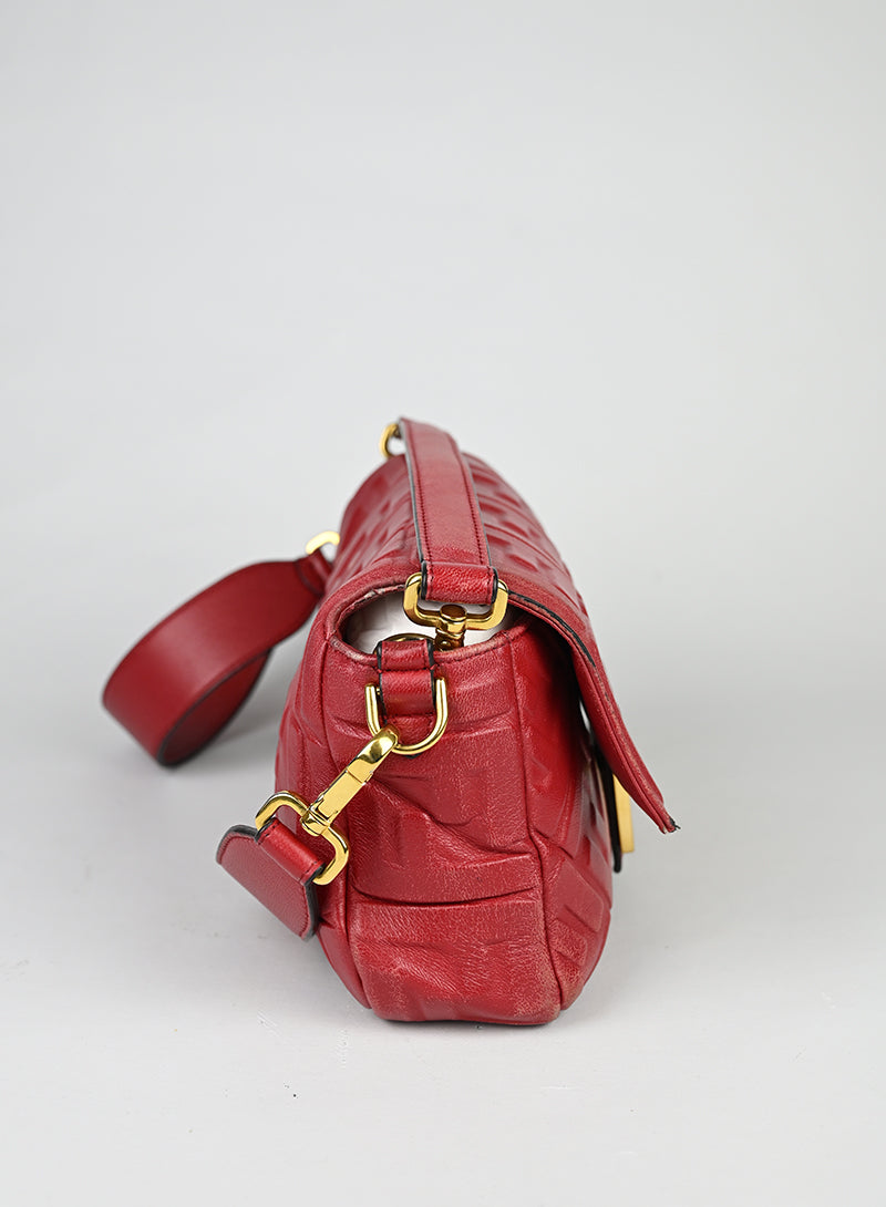 Fendi Borsa Baguette in pelle rossa