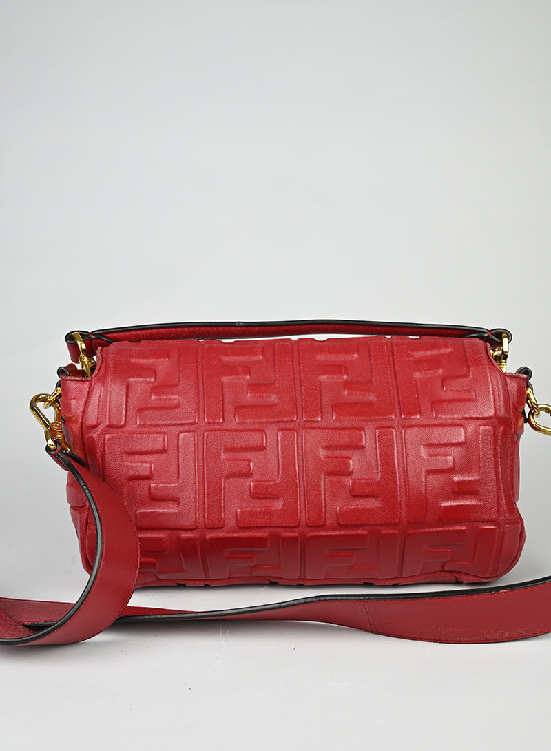Fendi Borsa Baguette in pelle rossa