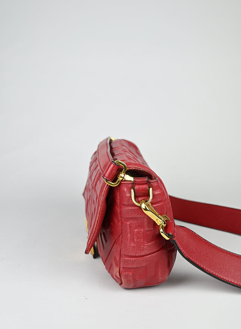 Fendi Borsa Baguette in pelle rossa