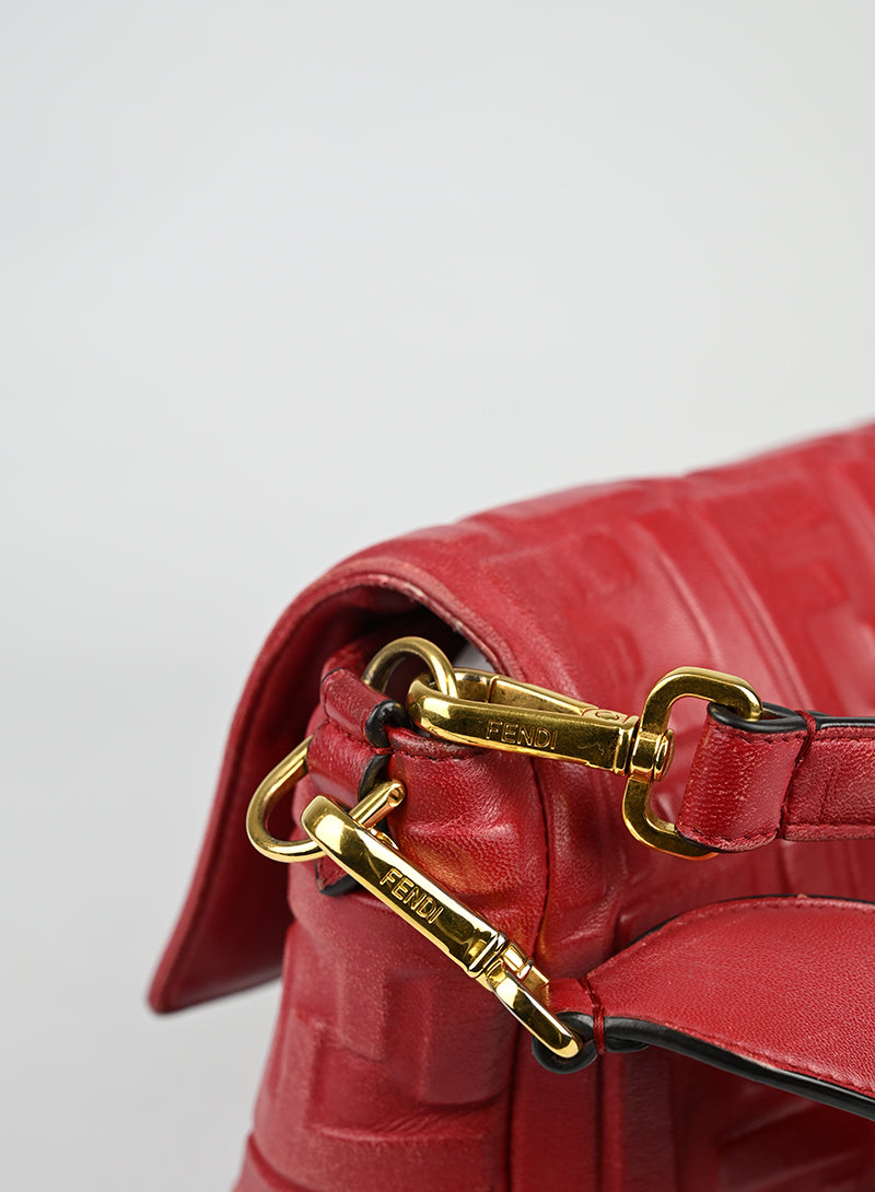 Fendi Borsa Baguette in pelle rossa