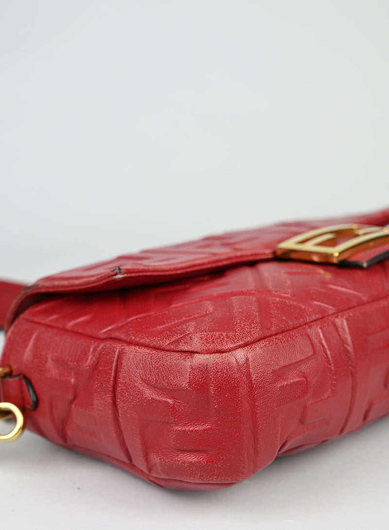 Fendi Borsa Baguette in pelle rossa