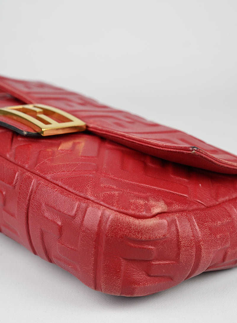Fendi Borsa Baguette in pelle rossa