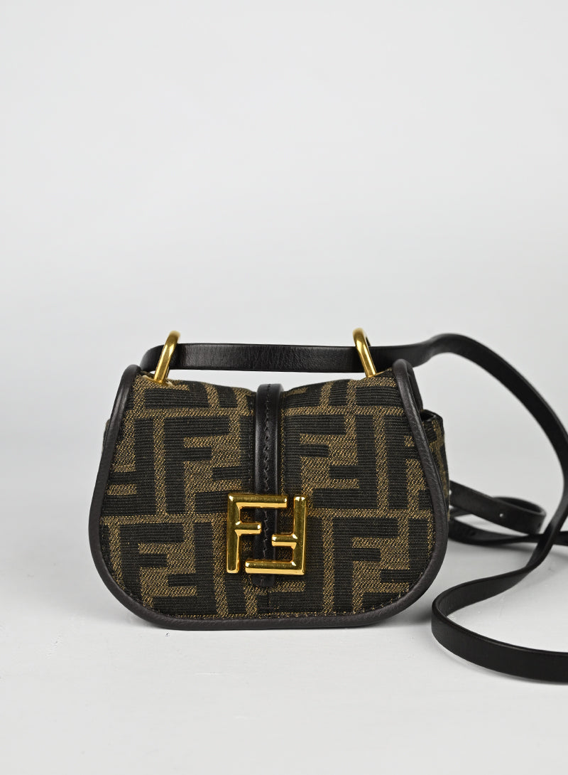 Fendi Borsina Tessuto Zucca Marrone Beige
