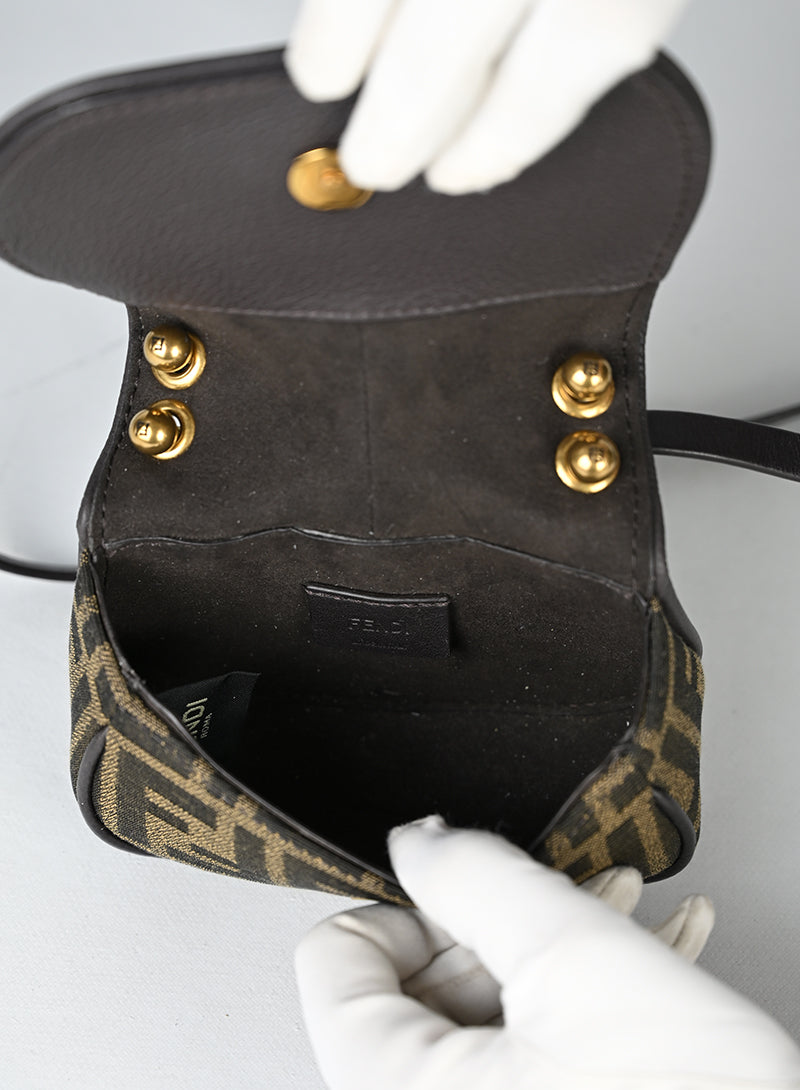 Fendi Borsina Tessuto Zucca Marrone Beige