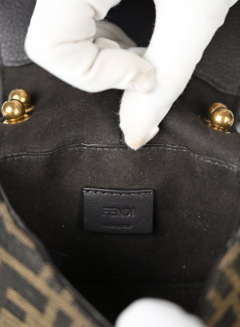 Fendi Borsina Tessuto Zucca Marrone Beige