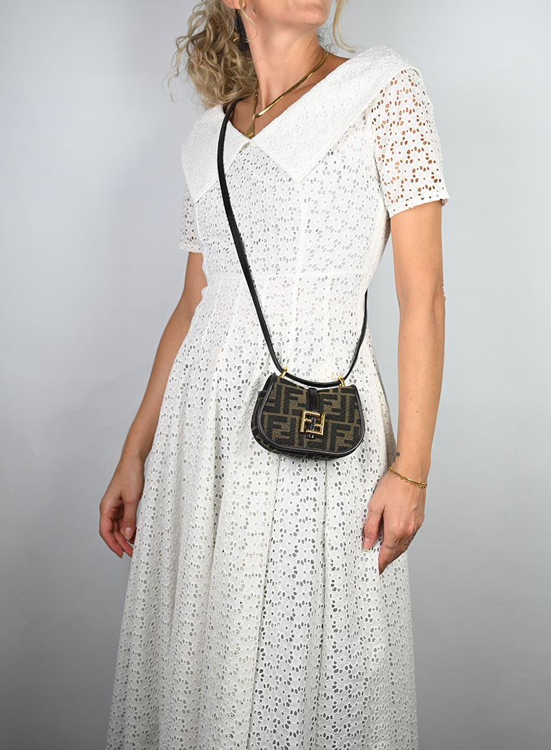 Fendi Borsina Tessuto Zucca Marrone Beige