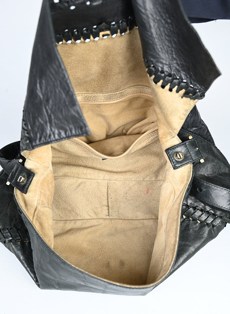 Fendi Borsa Maxi Baguette in pelle nera -  lesleyluxuryvintage