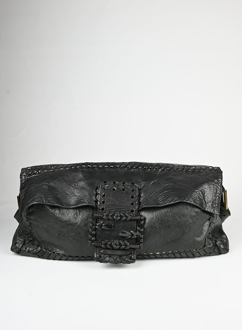 Fendi Borsa Maxi Baguette in pelle nera -  lesleyluxuryvintage