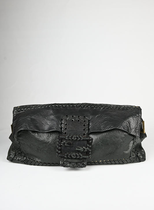 Fendi Borsa Maxi Baguette in pelle nera