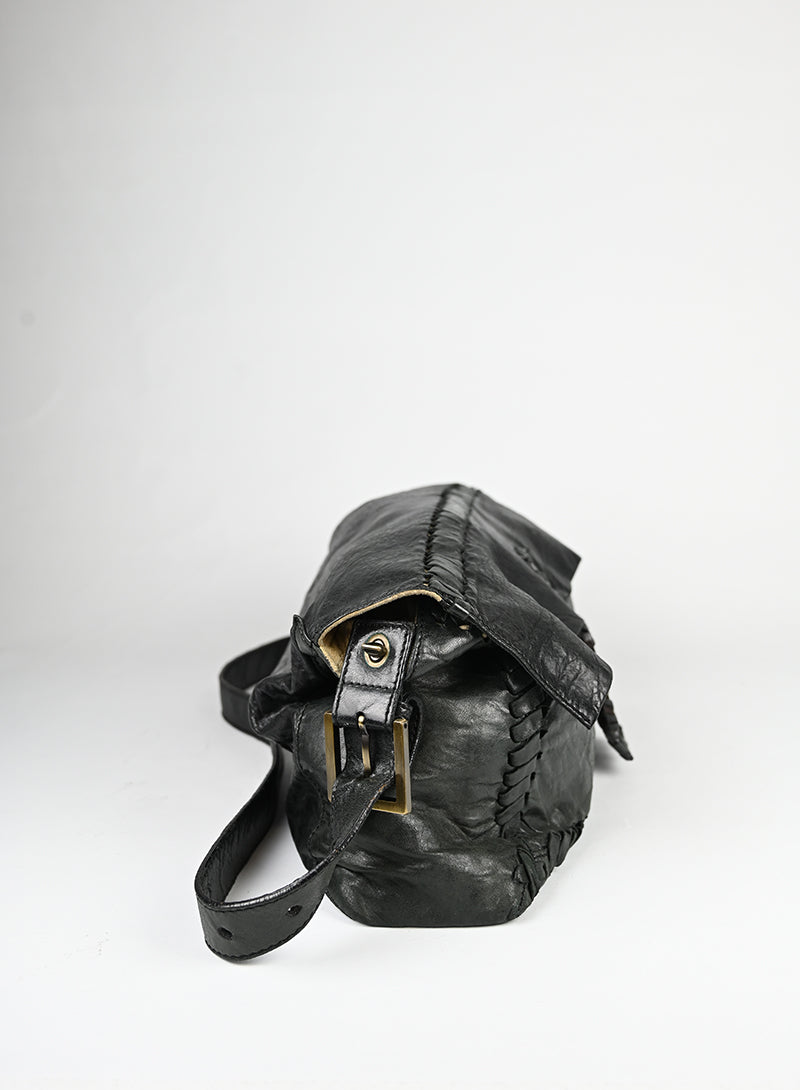 Fendi Borsa Maxi Baguette in pelle nera -  lesleyluxuryvintage