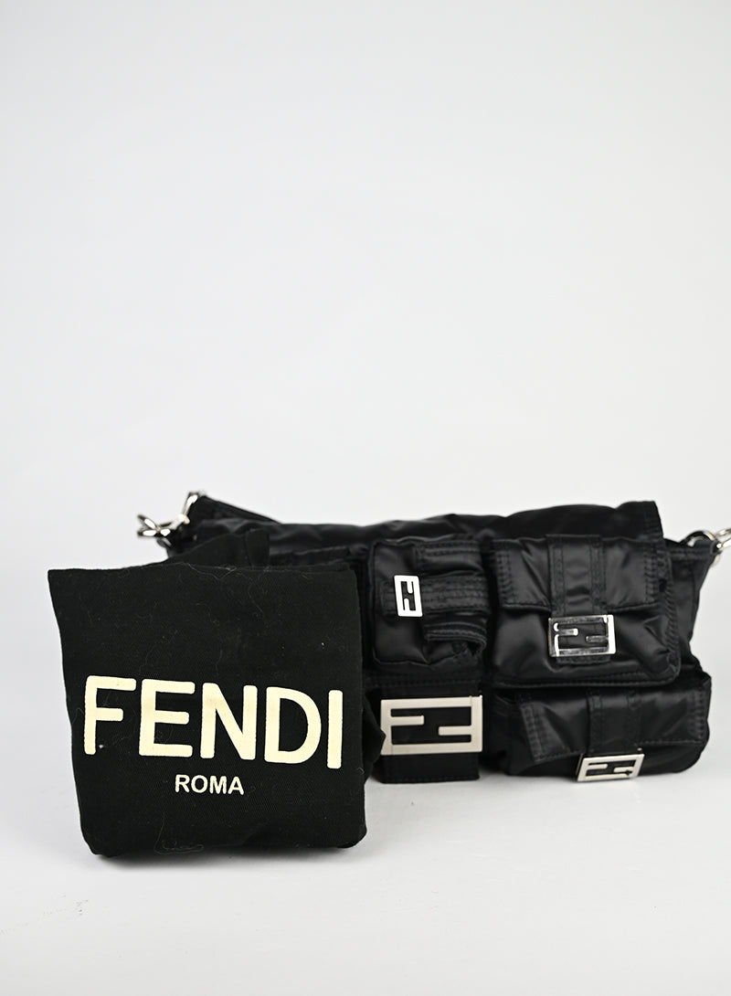 Fendi Borsa Multipocket Baguette ECONYL Nera