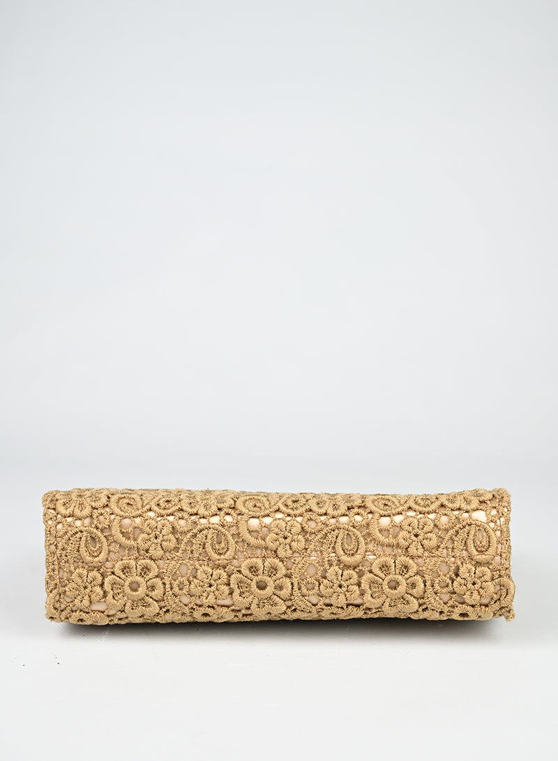 Ferragamo Pochette Pizzo Macramè Beige