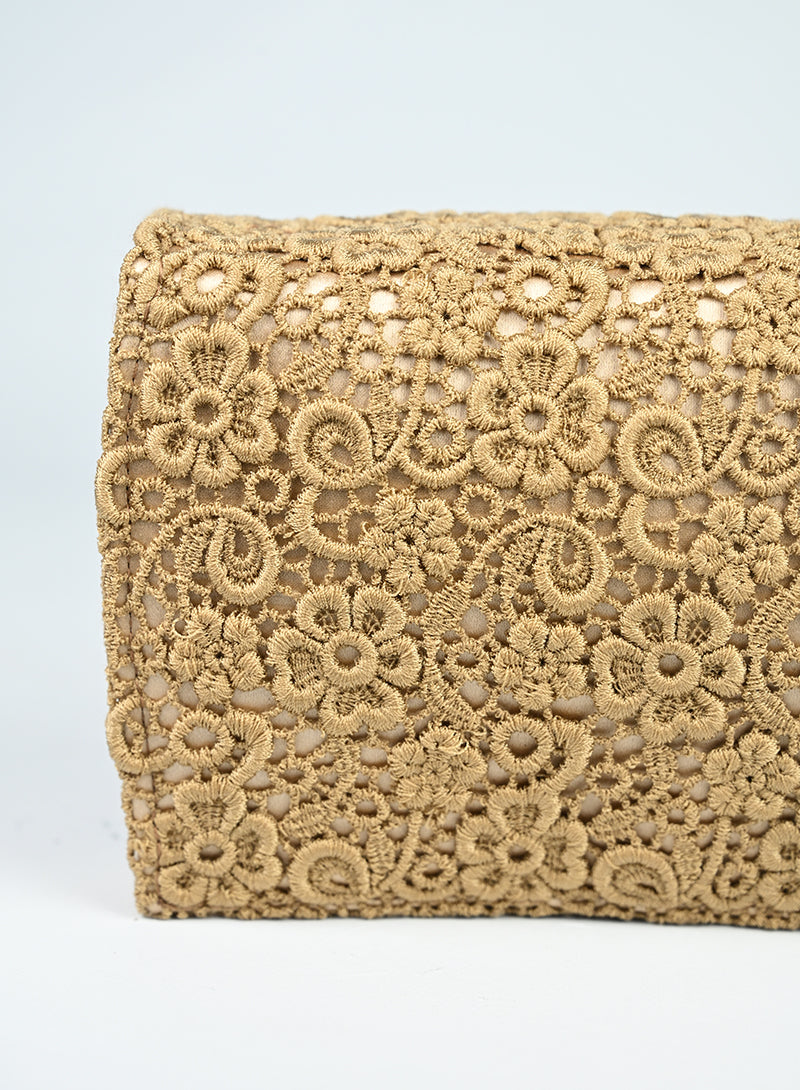 Ferragamo Pochette Pizzo Macramè Beige