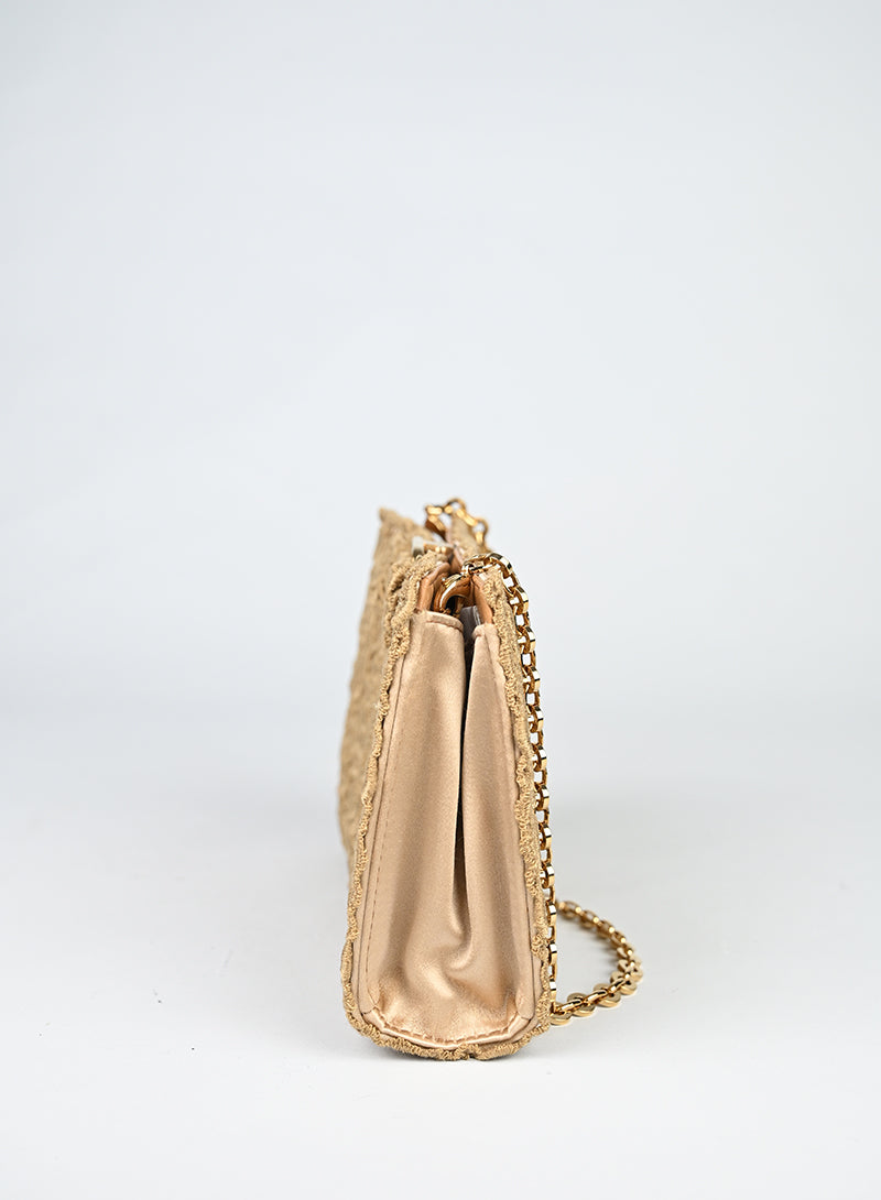 Ferragamo Pochette Pizzo Macramè Beige