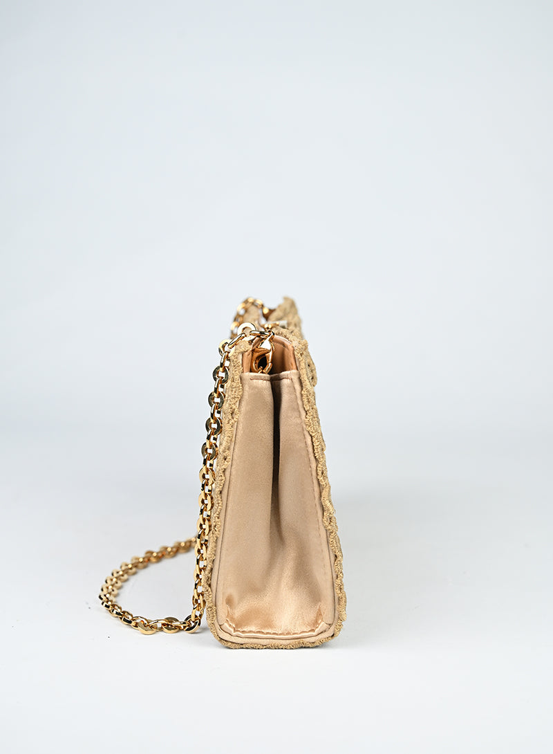 Ferragamo Pochette Pizzo Macramè Beige