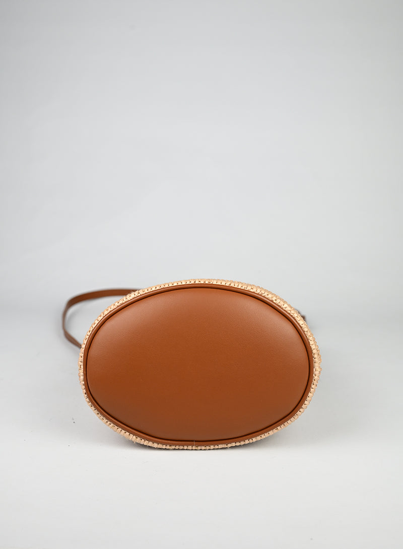 Ferragamo Gancini XS Rafia Cognac