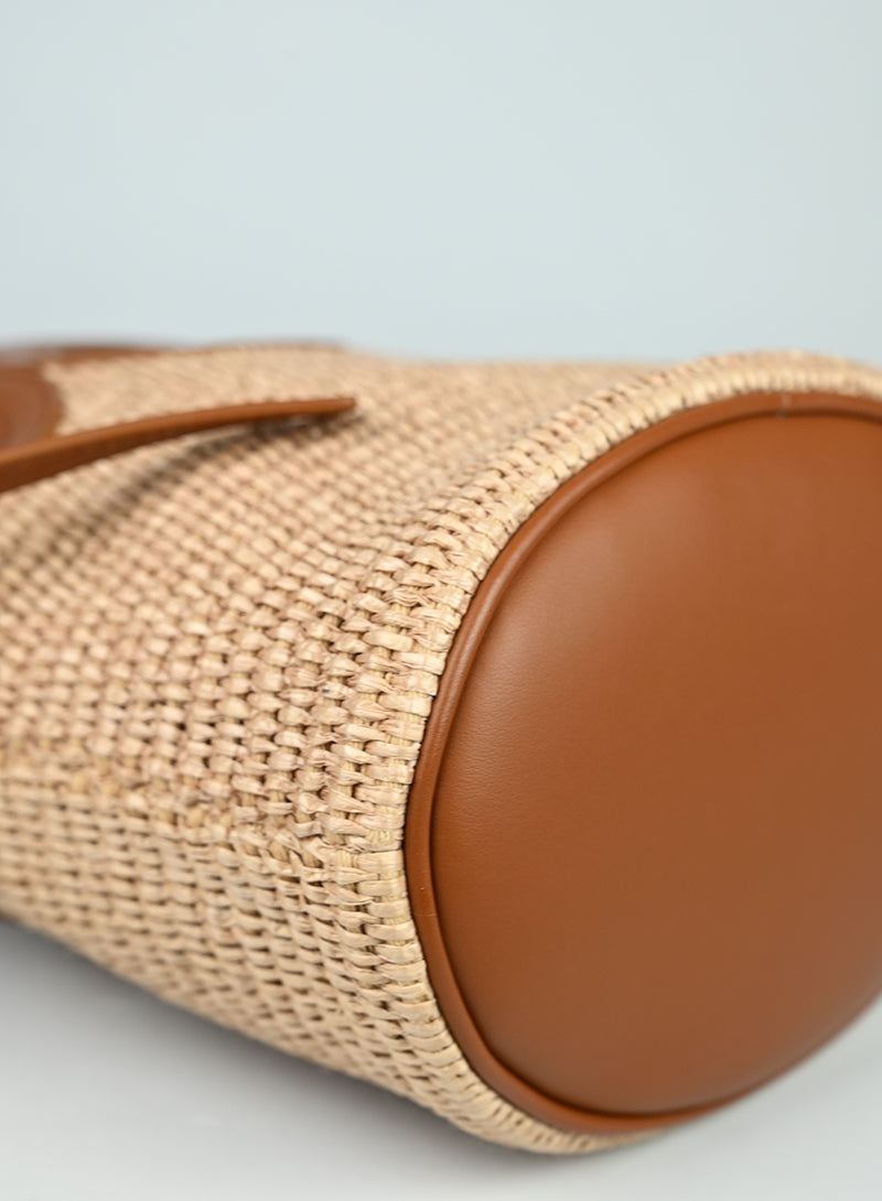 Ferragamo Gancini XS Rafia Cognac