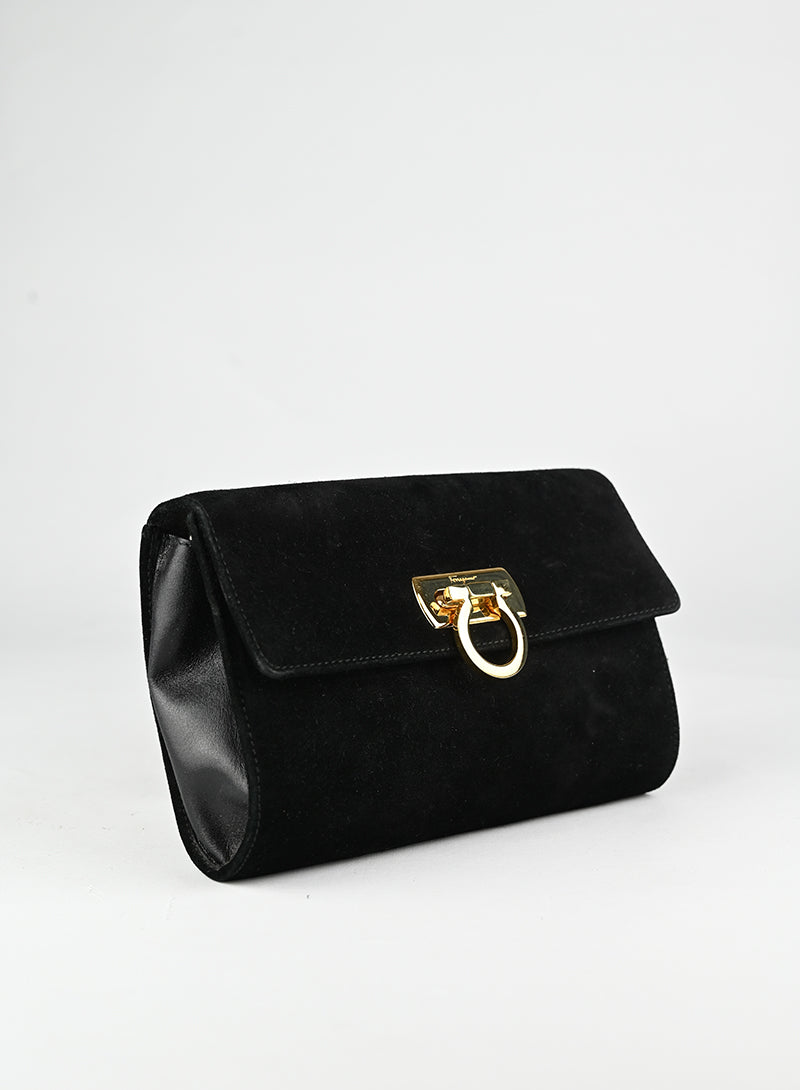 Salvatore Ferragamo Borsa a tracolla in suede nera