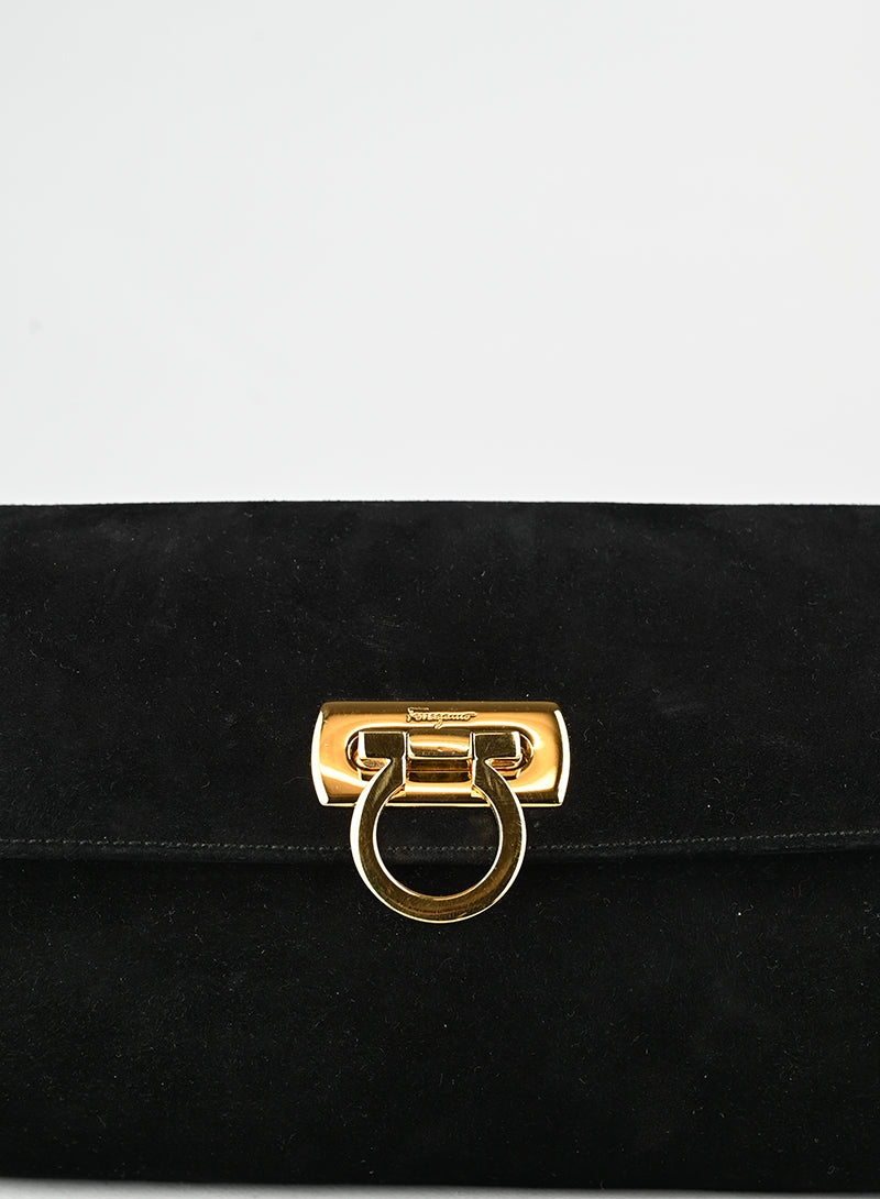 Salvatore Ferragamo Borsa a tracolla in suede nera
