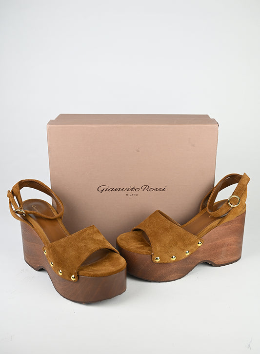 Gianvito Rossi Zeppe Cognac - N. 39 ½ -  lesleyluxuryvintage