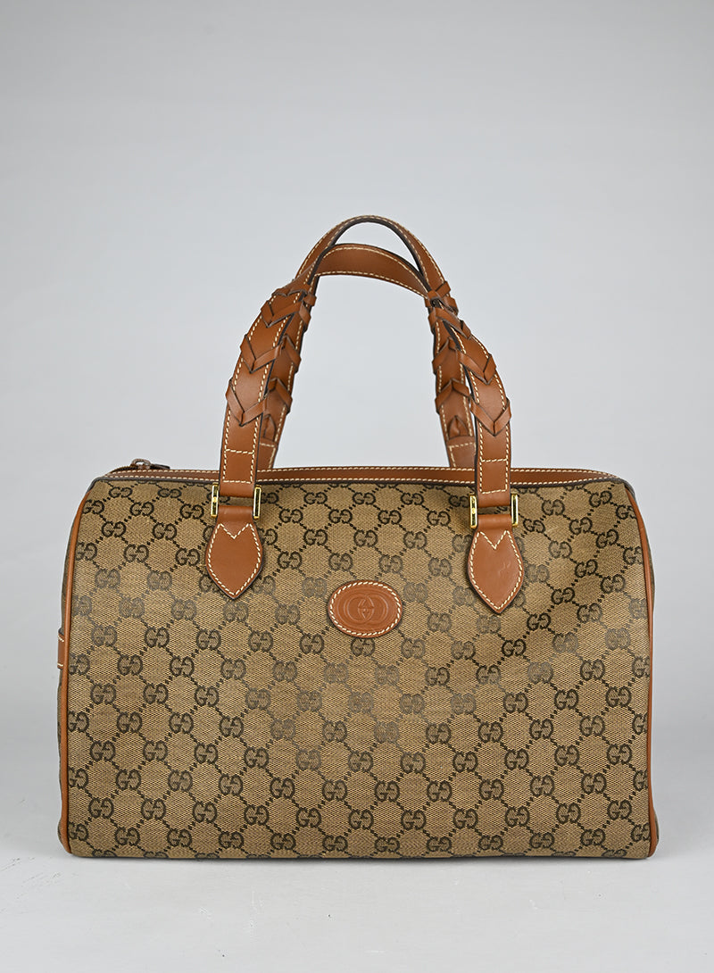 Gucci Bauletto Canvas Monogram GG Cuoio Vintage