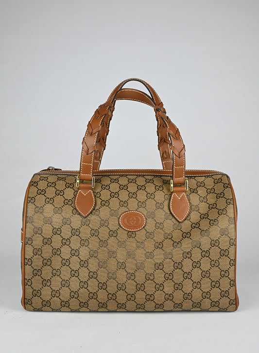 Gucci Bauletto Canvas Monogram GG Cuoio Vintage
