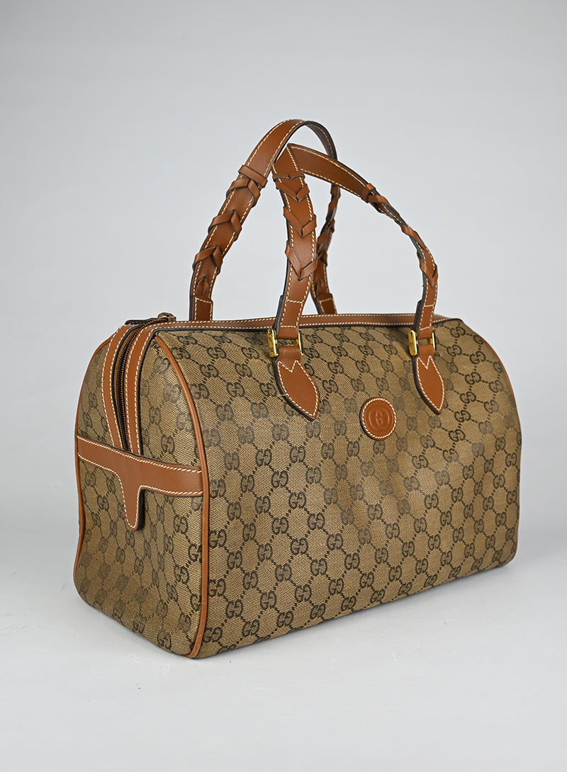 Gucci Bauletto Canvas Monogram GG Cuoio Vintage