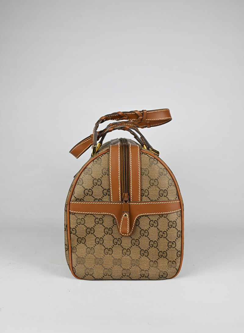 Gucci Bauletto Canvas Monogram GG Cuoio Vintage