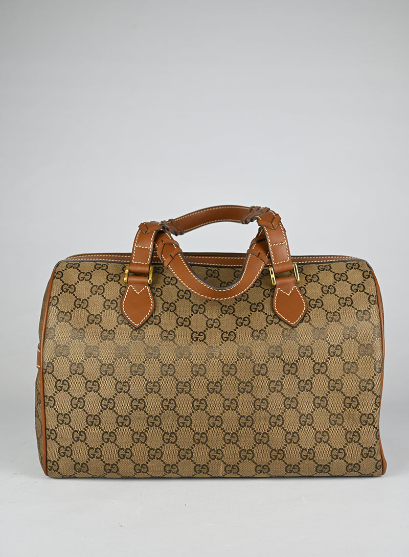 Gucci Bauletto Canvas Monogram GG Cuoio Vintage