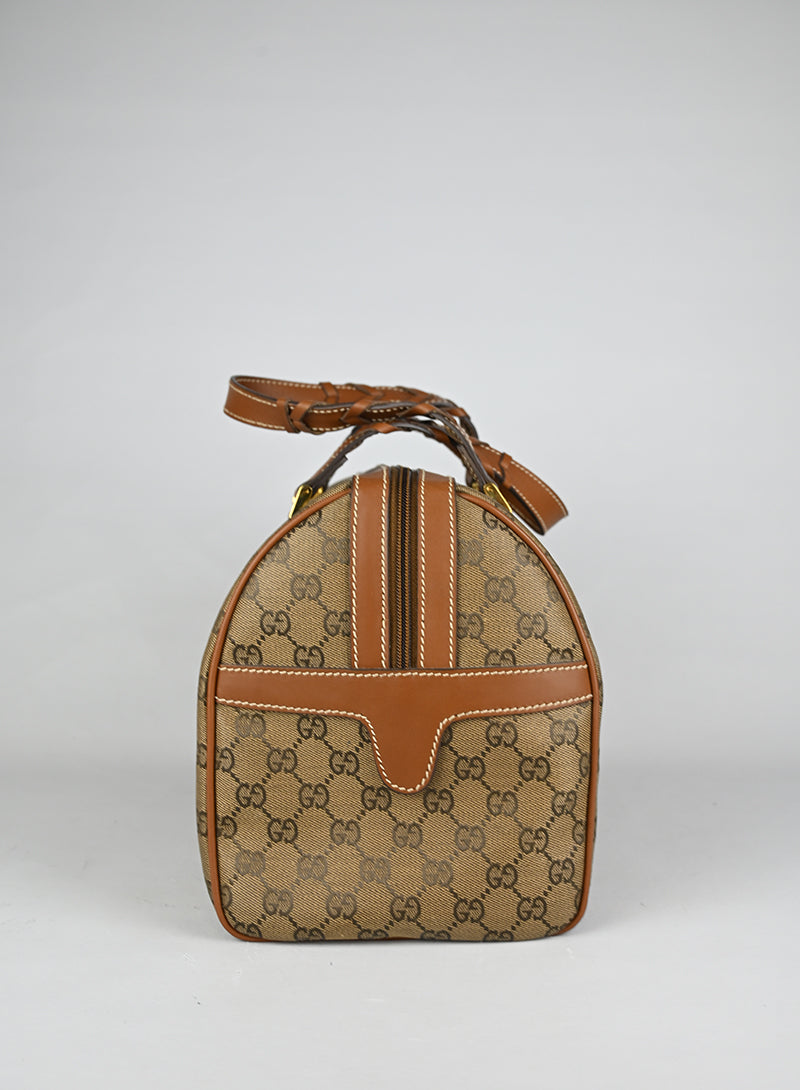 Gucci Bauletto Canvas Monogram GG Cuoio Vintage