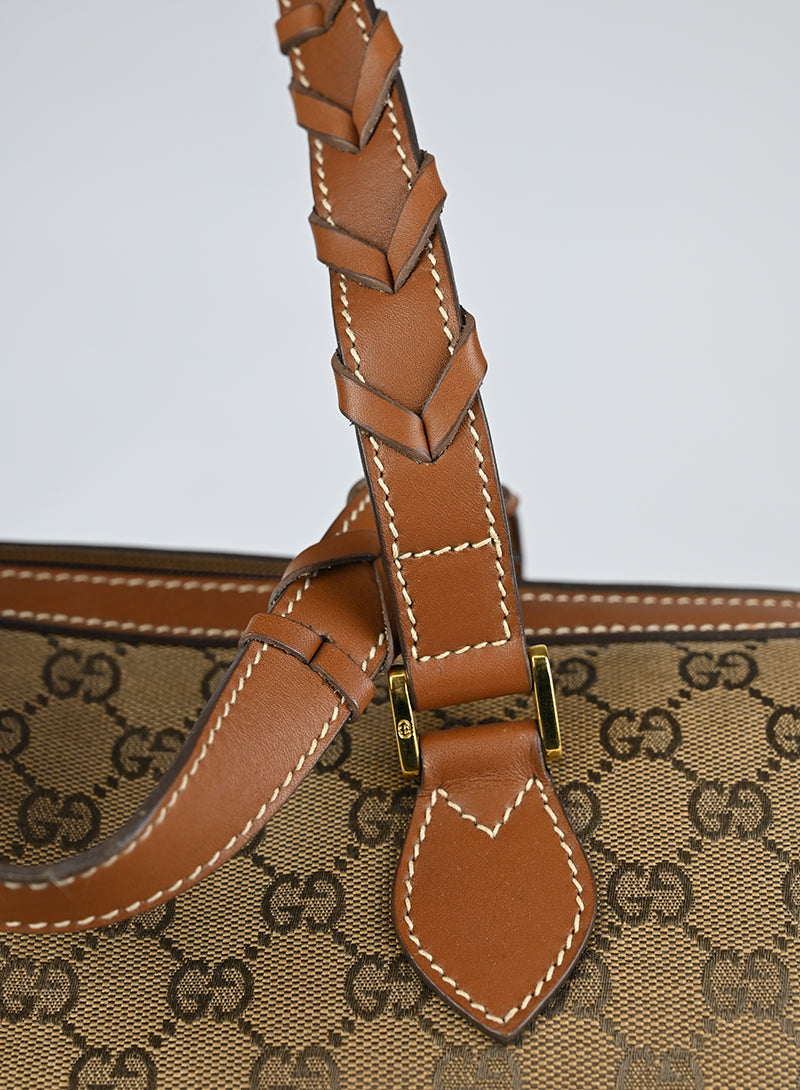 Gucci Bauletto Canvas Monogram GG Cuoio Vintage