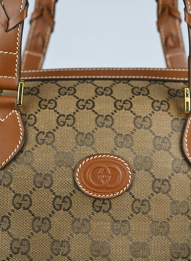 Gucci Bauletto Canvas Monogram GG Cuoio Vintage